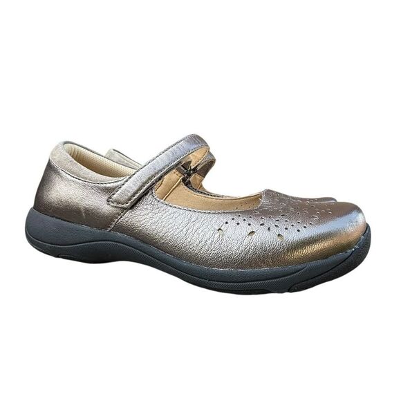 Dansko Women's Stacy Perforated Leather Mary Jane Pewter Metallic Eu 39 8.5 - 9 - Picture 1 of 14